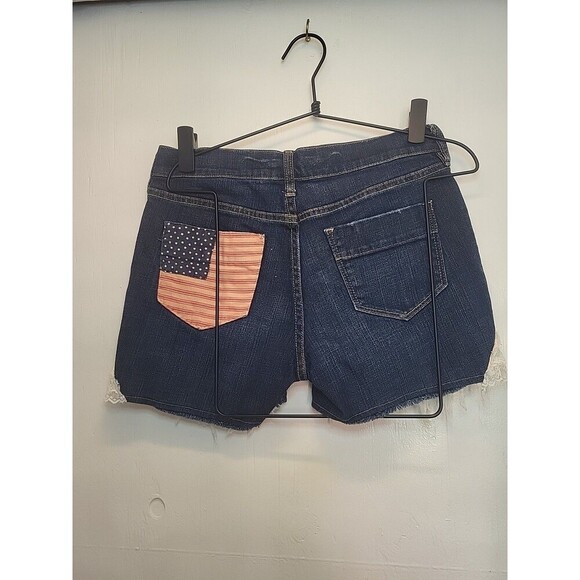 Old Navy Sweetheart Shorts Womens Sz 4 Cuff-Off Boyfriend American Flag Lace - Picture 3 of 9